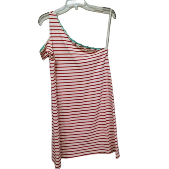 Maeve Marketa NWT Anthropologie one shoulder red striped dress sz M - Picture 3 of 13